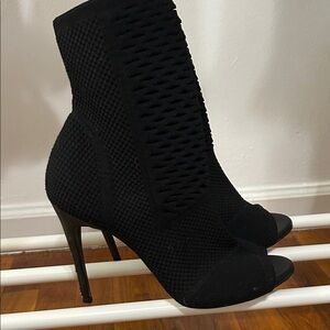 Zara Black Open Toe Heeled Boots